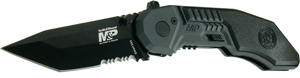 S&w Knife M&p Spring Assist - 2.8" Blk S/s Serrated Tanto