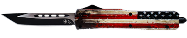 Templar Knife Wood Us Flag, Temp Mwus231Slim Wood Us Flag Tanto 440c Black