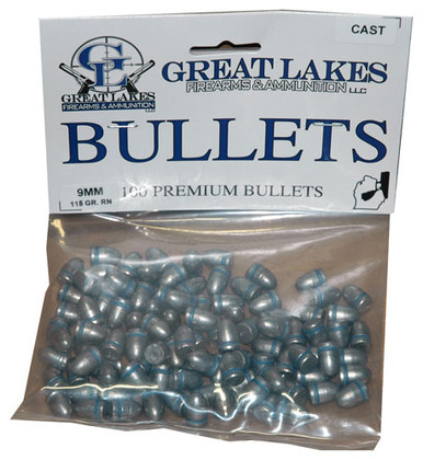 Great Lakes Bullets 9mm - .356 115gr. Lead-rn 100ct