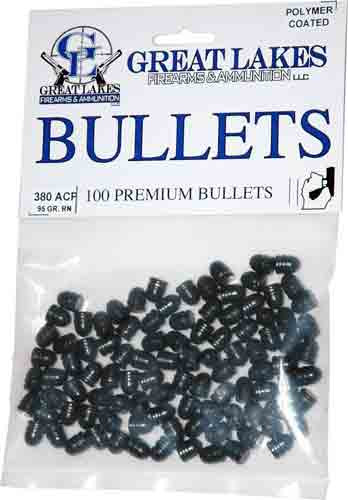Great Lakes Bullets .380acp - .356 95gr Lead-rn Poly 100ct