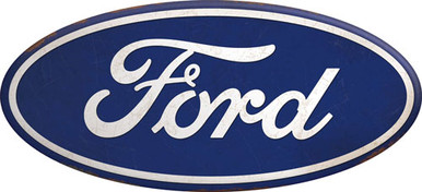 Open Road Brands Hollow Curved - Tin Button Ford Logo Blue
