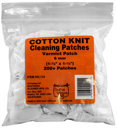 Southern Bloomer Cleaning Patches, Sbc 115 6mm Cal Patches200 Per Bag