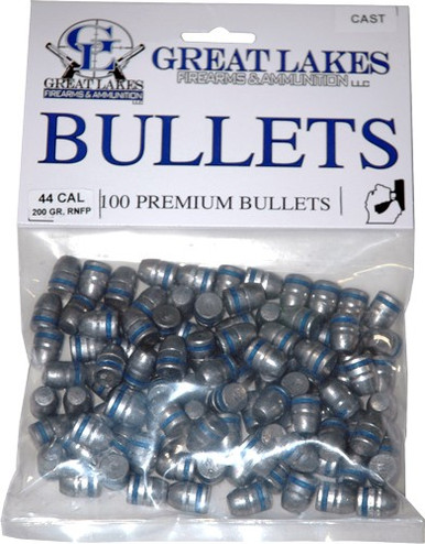 Great Lakes Bullets .44 Cal. - .430 200gr. Lead-rnfp 100ct