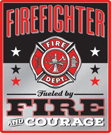 Open Road Brands Emb Tin Sign - Firefighter Courage 10"x12"