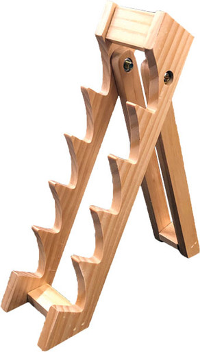 Abkt Wood Knife Display Stand - Holds 5 Knives 10.25"x5.25"x7"