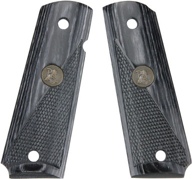 Pachmayr Laminated Wood Grips - 1911 Bk/gry Half Checkered