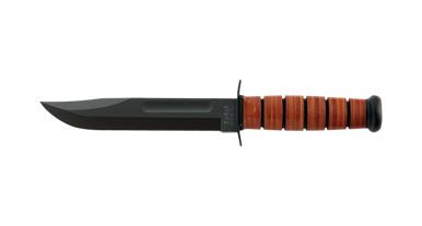 KA-BAR Dogs Head Fixed 7.0 in Black Blade Leather Handle