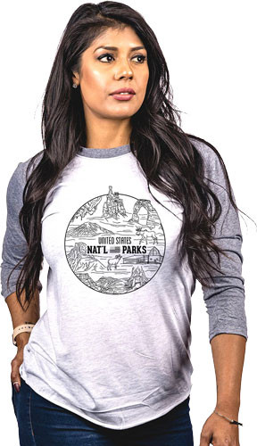 Nine Line Apparel National - Parks Wmn's Shirt Gray/wht Sml