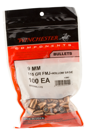 Winchester Ammo Centerfire Handgun, Win Wb9mc115 Bul 9mm115 Fmjhb100