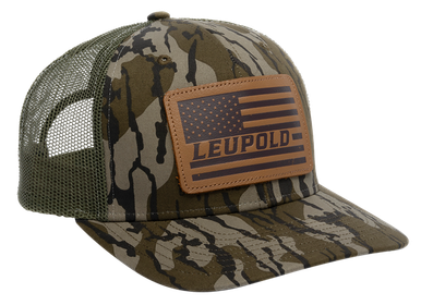 Leupold Leather Flag, Leu 172600 Leather Flag Trucker Hat Bmlnd Camo/grn
