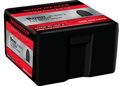 Winchester Ammo Centerfire Handgun Reloading, 9 mm .355, 115 Grain, FMJ WB9FB115X Bullet, 100 count