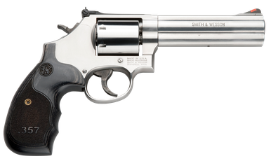 Smith & Wesson 150854 686 Plus 357 Mag 7rd 5" Stainless Steel Black & Silver Custom Wood Grip