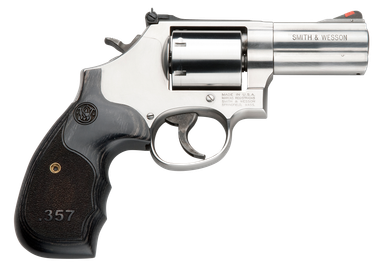 Smith & Wesson 150853 686 Plus 357 Mag 7rd 3" Stainless Steel Black & Silver Custom Wood Grip