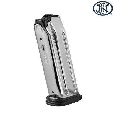 FN America, Magazine, 10MM, 15 Rounds, Fits FN 510, Nickel Coated Steel, Silver with Black Base