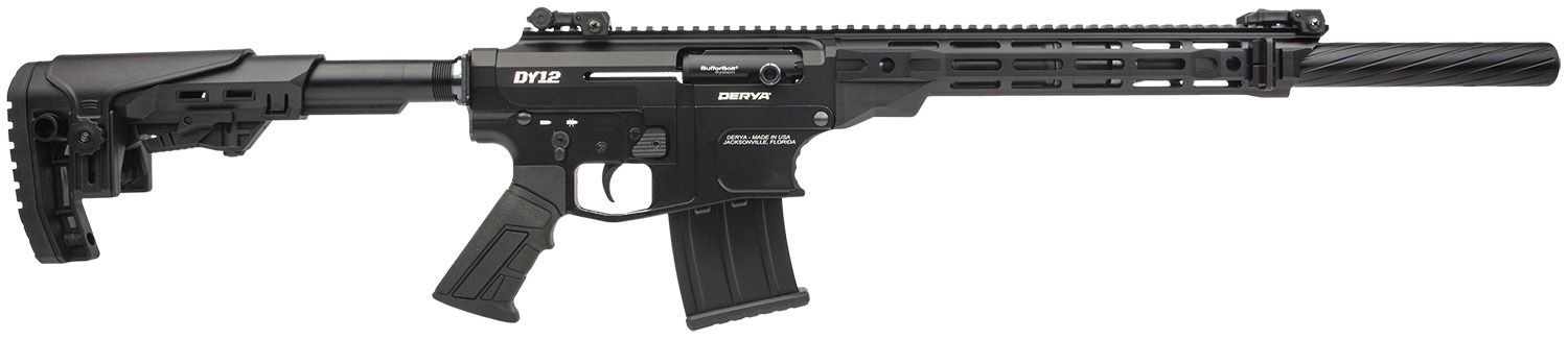 Derya DY12 Namlu Semi-Auto Shotgun DY1218US, 12 Gauge, 18", 3" Chmbr, Black Adjustable Polymer Stock, 5 Rds